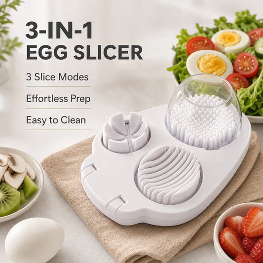 🥚 3-i-1 multifunksjonell eggskjærer og -kutter - Perfekt til salater og pynt 🔪