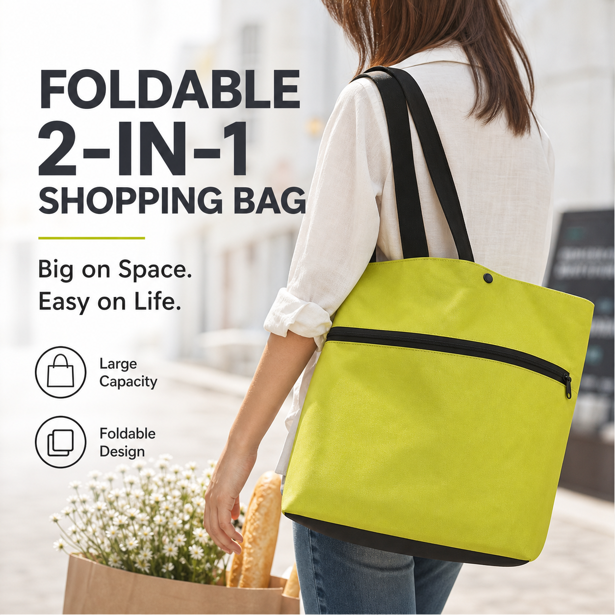 🔥 Tilbud du ikke må gå glipp av: 40 % rabatt på 🧳 2-i-1 sammenleggbar handlepose🛒