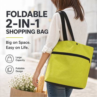 🔥 Tilbud du ikke må gå glipp av: 40 % rabatt på 🧳 2-i-1 sammenleggbar handlepose🛒