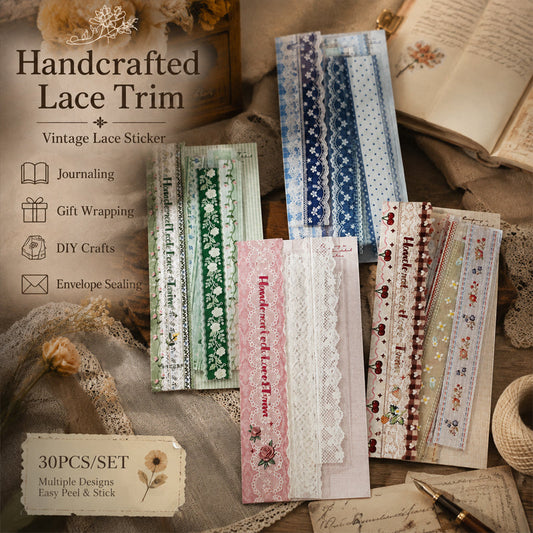 ✨✂️ Vintage klistremerkepakke med lange strimler – Gi journaler og gaver et mykt, tidløst touch! 📓