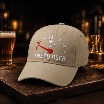 🧢 «I Need Beer»-brodert tanklokk: En morsom baseballcap! 🍺✨