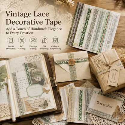 ✨✂️ Vintage klistremerkepakke med lange strimler – Gi journaler og gaver et mykt, tidløst touch! 📓
