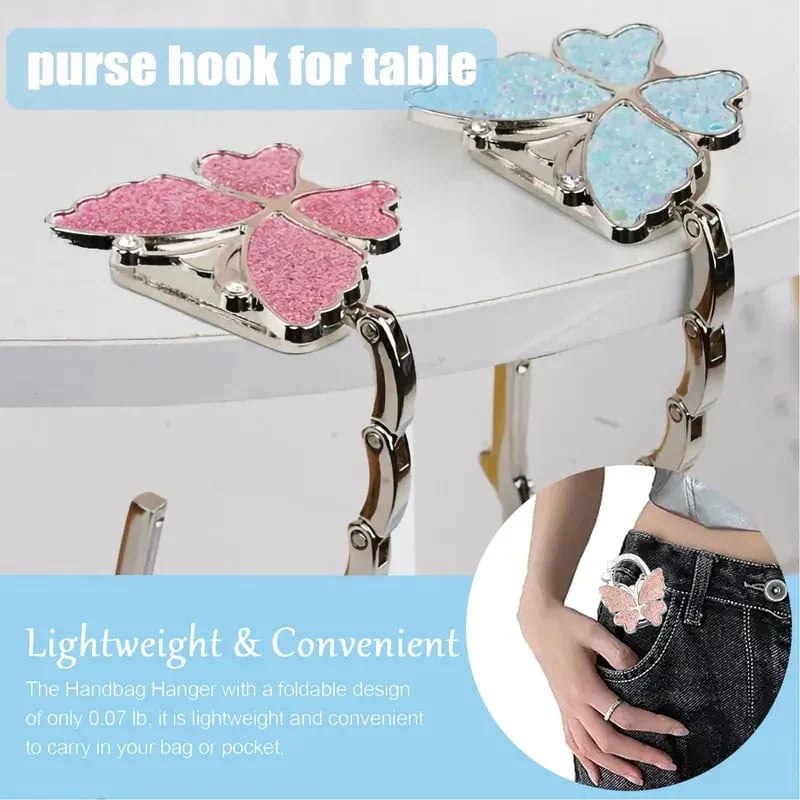 🦋Butterfly sammenleggbar veskekrok – Stil og renslighet for enhver anledning! ✨