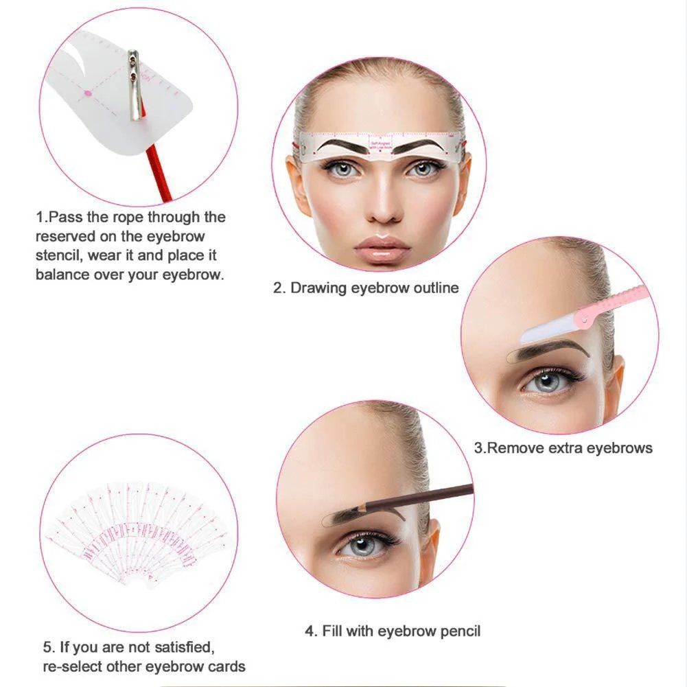 ✨👁 12-delers øyenbrynssjablongsett – Perfekte symmetriske øyenbryn uten å prøve