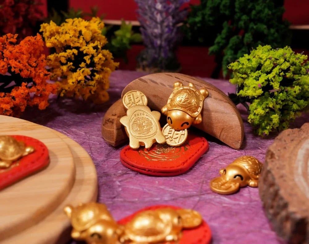 🐢2026 Gyllen skilpadde-amulett – Biter av lykken🍀Slipper aldri taket!