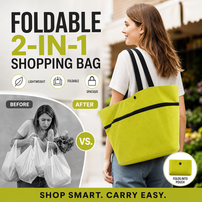 🔥 Tilbud du ikke må gå glipp av: 40 % rabatt på 🧳 2-i-1 sammenleggbar handlepose🛒
