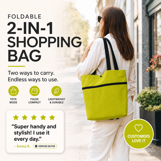 🔥 Tilbud du ikke må gå glipp av: 40 % rabatt på 🧳 2-i-1 sammenleggbar handlepose🛒