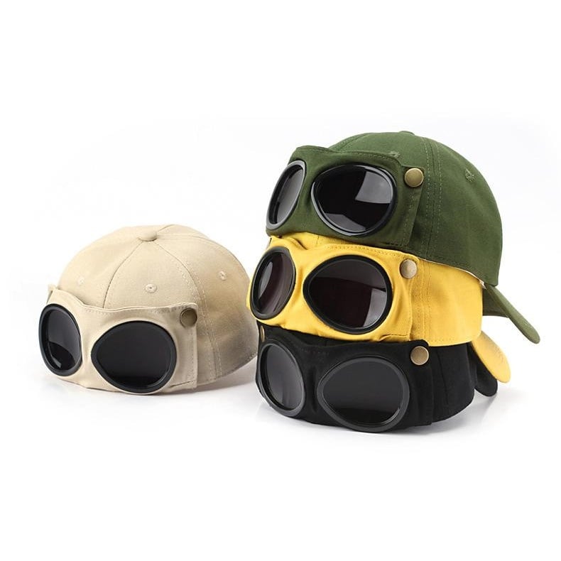 🤣 Baseballcaps i pilotstil – Unikt design med brillepaneler og vintagedetaljer! 🧢✨