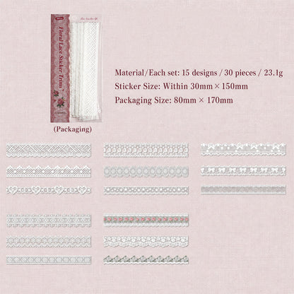 ✨✂️ Vintage klistremerkepakke med lange strimler – Gi journaler og gaver et mykt, tidløst touch! 📓