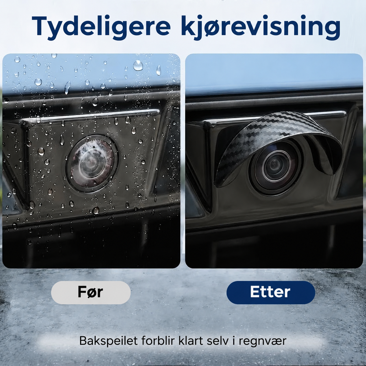 🚗🌧️ Vanntett regnskjerm for ryggekamera — klart syn selv i vått vær
