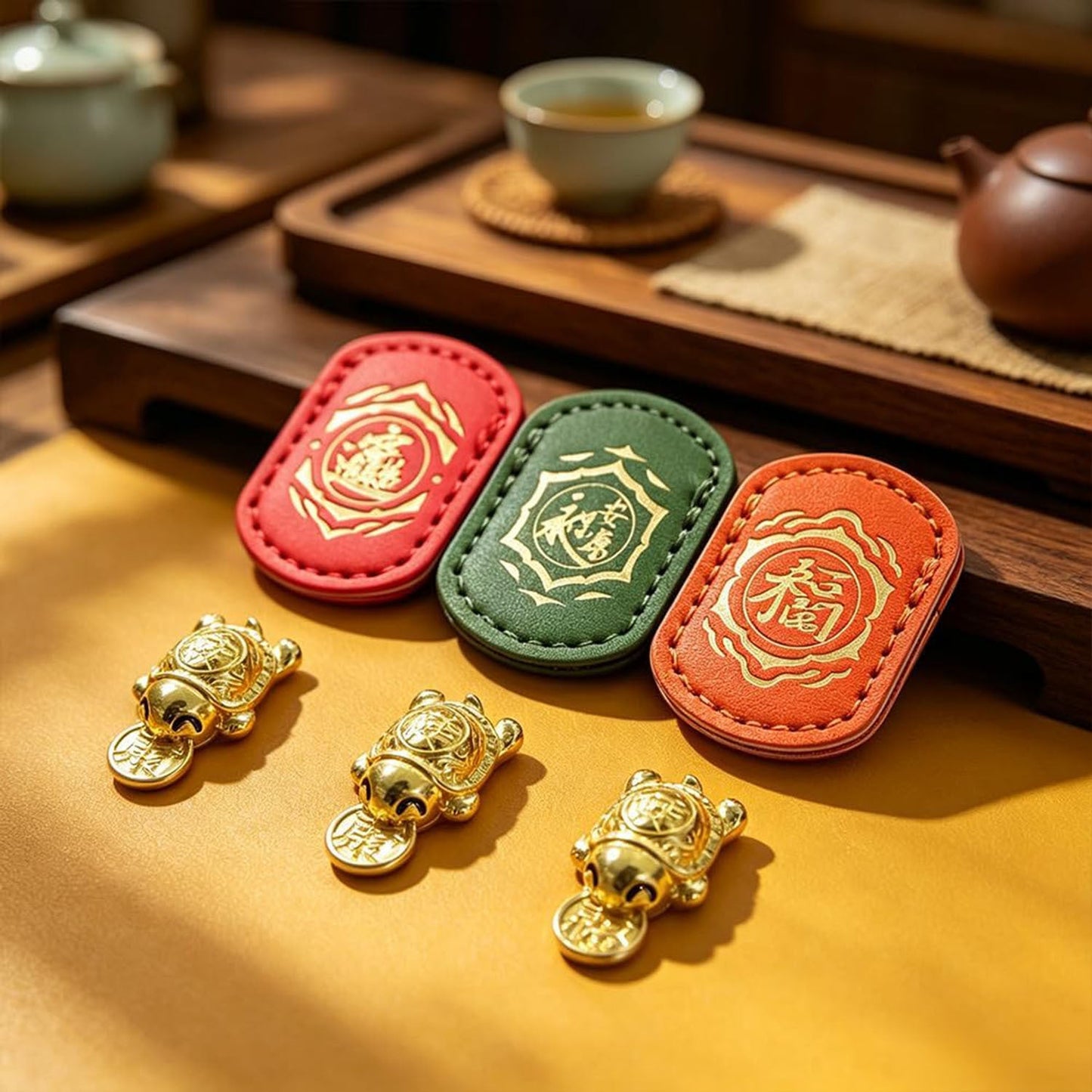 🐢2026 Gyllen skilpadde-amulett – Biter av lykken🍀Slipper aldri taket!