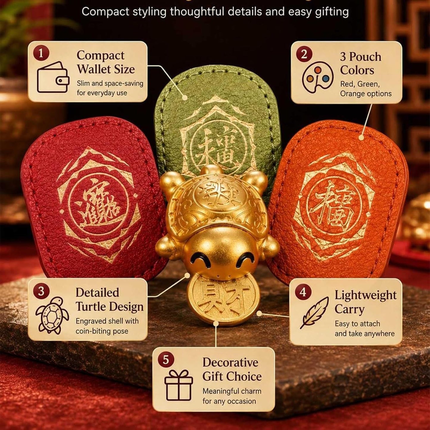 🐢2026 Gyllen skilpadde-amulett – Biter av lykken🍀Slipper aldri taket!