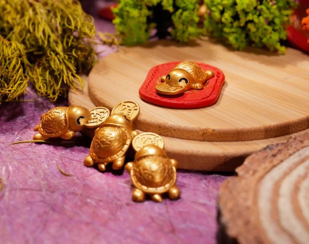 🐢2026 Gyllen skilpadde-amulett – Biter av lykken🍀Slipper aldri taket!